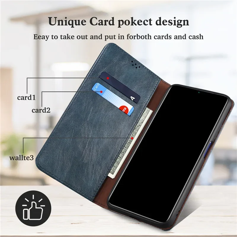 MOJIA Cover Per Honor 400 Pro: Custodia Flip Portafoglio In PU Rossa Con Supporto E Slot Per Carte - 3