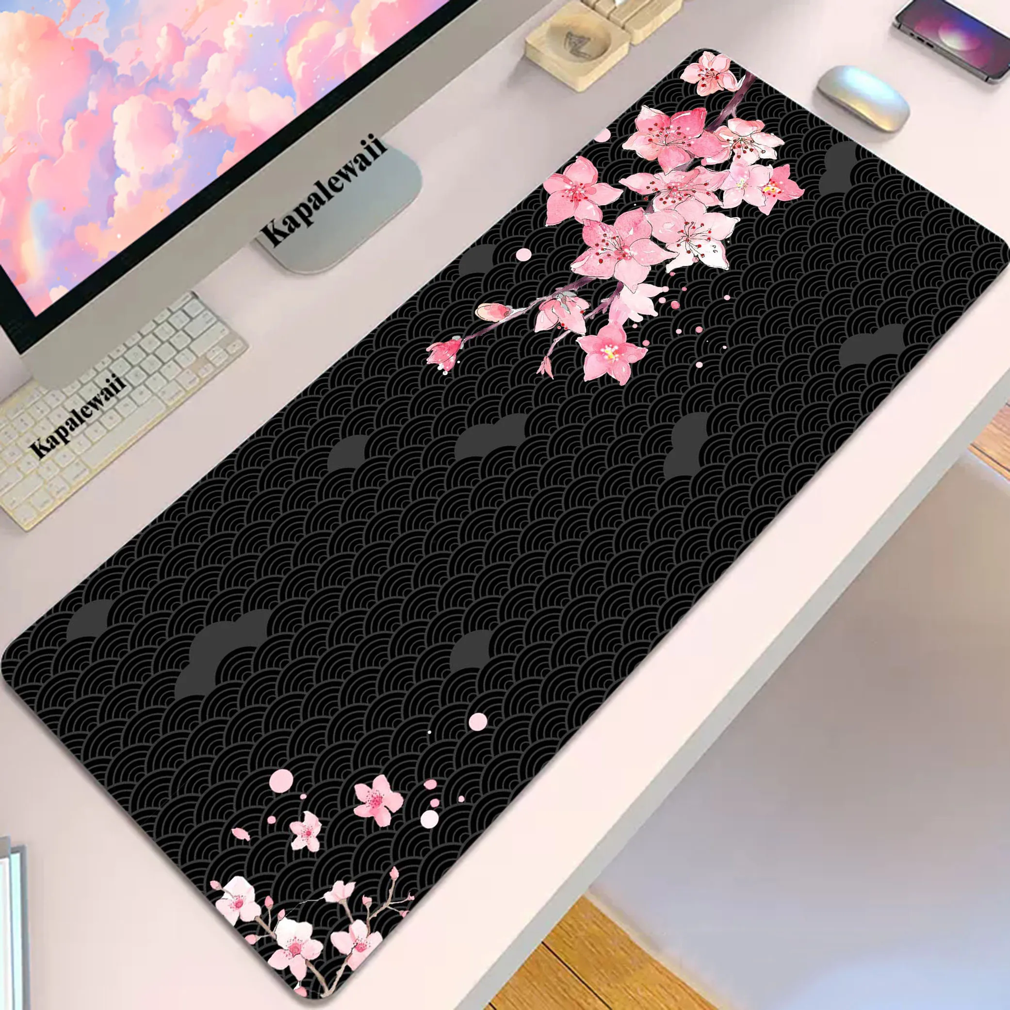 

Sakura Gamer Desk Mousepad Mechanical Keyboard XXL Anti-slip Mouse Pad 900x400 Mice Computer Peripherals Office Locking Edge Mat
