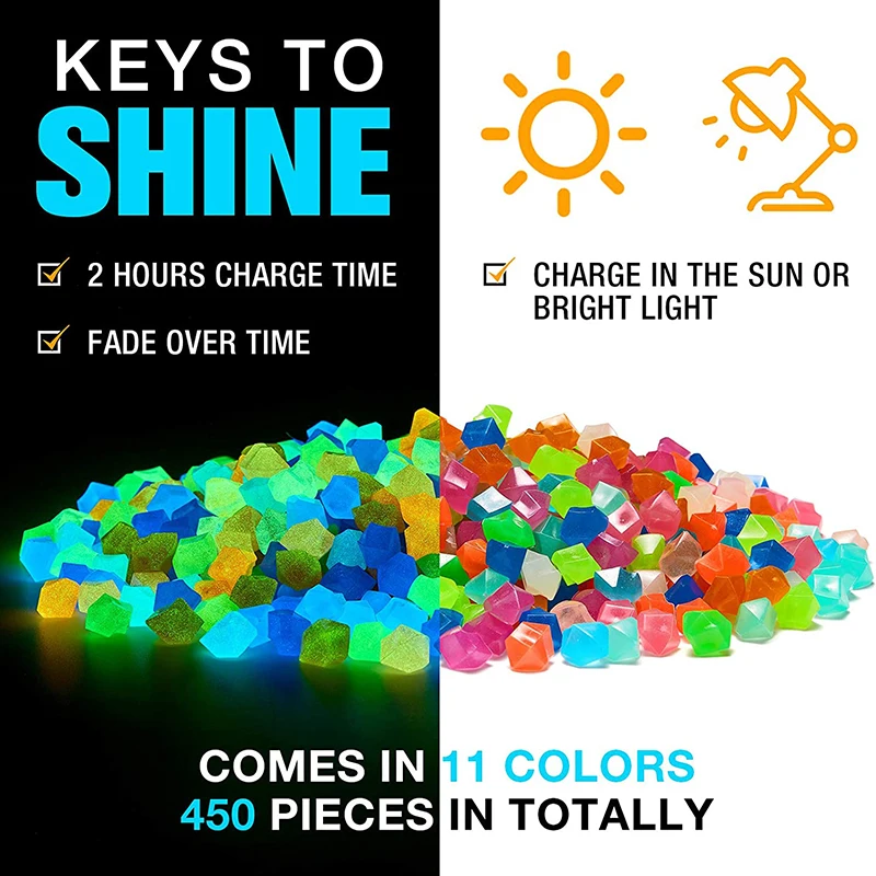 Luminous Sand 50/100pcs Glow In Dark Stone DIY Decoration Garden Yard Outdoor Path Lawn Fish Tank Aquarium Home Decor