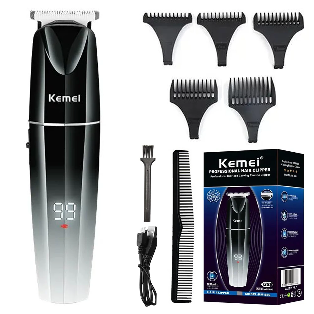 Kemei hairdresser new head oil sculpture push scissors led lcd display digital usb professional electric push scissors KM-880 calt professional position displacement sensor push pull output a b z optic draw wire encoder cesi s2000p