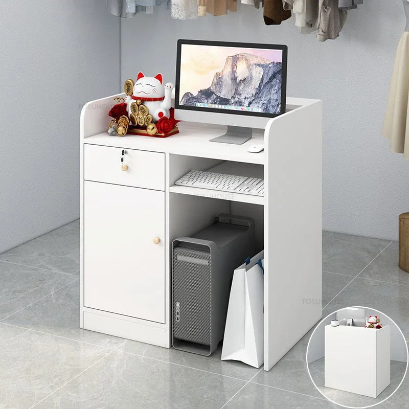 Nordic Small Reception Desks Restaurant Front Desk Reception Counter Cashier Bar Table Modern Desks for Beauty Salon C