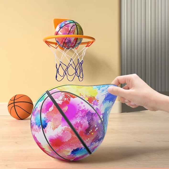 Kids Bouncing Mute Silent Basketball With Cloth Cover Indoor Silent Foam Basketball Bounce Soft Squeezable Ball 2