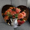 Custom Dahlia Fower Pillowcase Heart Shape Zipper Pillow Cover Home Office Wedding Decorative Gift Size 41x36cm,47x42cm 1007 1