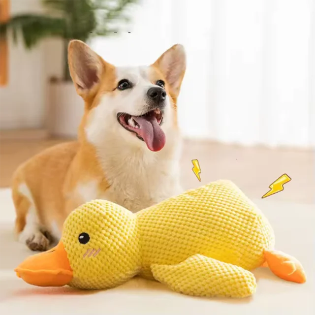 S381f4b9265b240b4a15f0fc5fe56b630v.png Cute dog Toy Stomping Duck Bite Resistant Grinding Teeth Cleaning Large Dog Interactive Entertainment Puppy Boredom Plush Toy