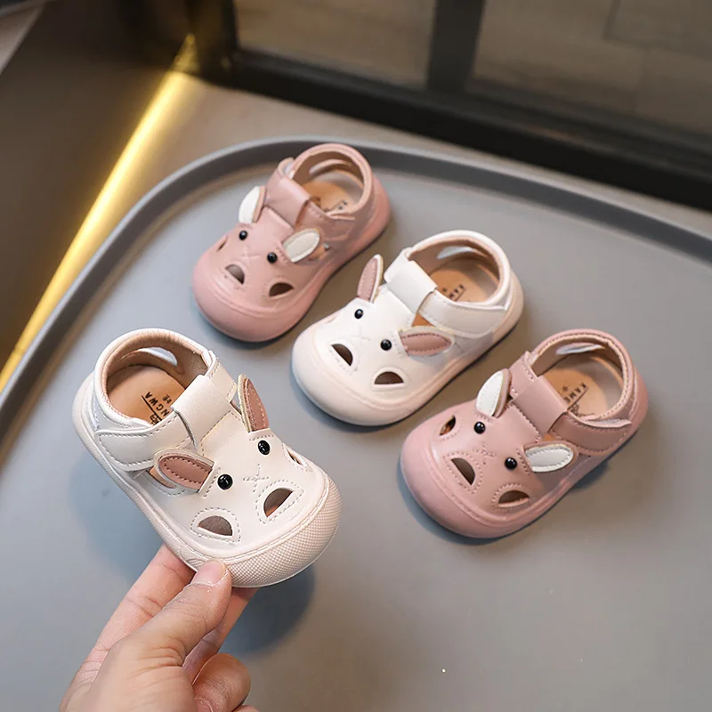 

Summer Baby Boys Sandals Cartoon Bunny Rabbit Animal Breathable Non slip Girls shoes PU Leather First Walkers