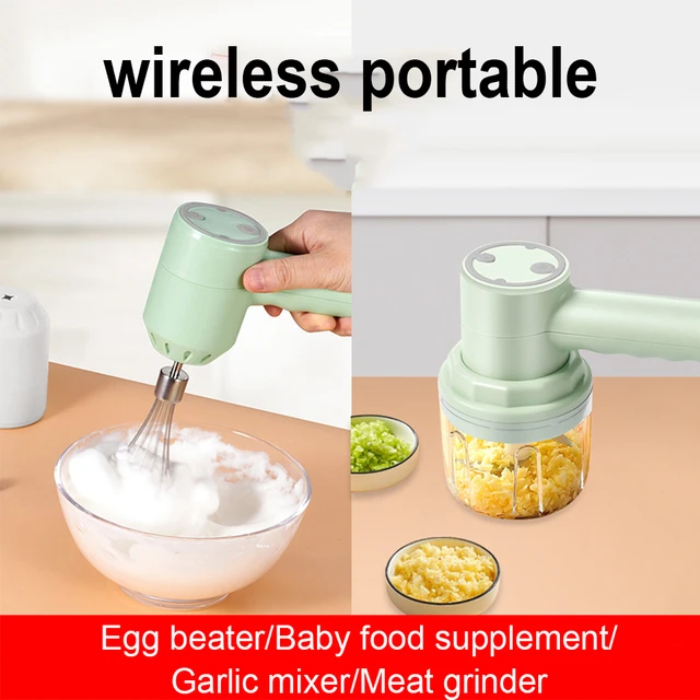 Cordless Handheld Food Processor Mixer Electric Garlic Chopper Egg Beater