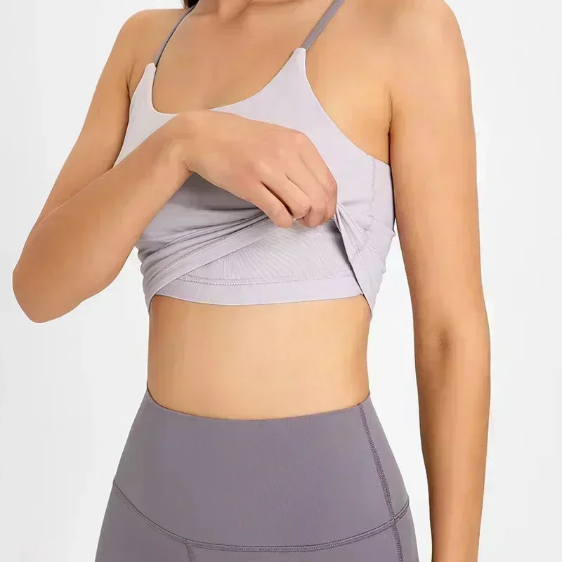 Lemon Running Vest Cross Strap Workout Tank Gym Women Racerback Crop Tank Sexy Sports Sleeveless Shirt Loose Athletic Tops