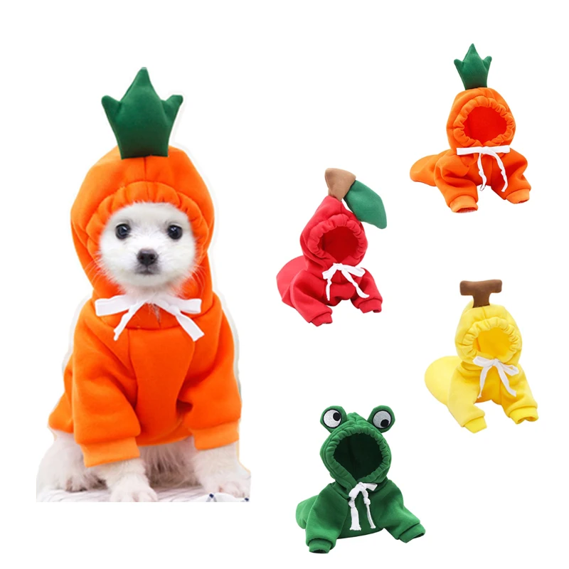 

Dog Winter Warm Hoodies Cute Fruit Dog Coat Pet Clothes Cute Plush Coat Hoodies for bulldog