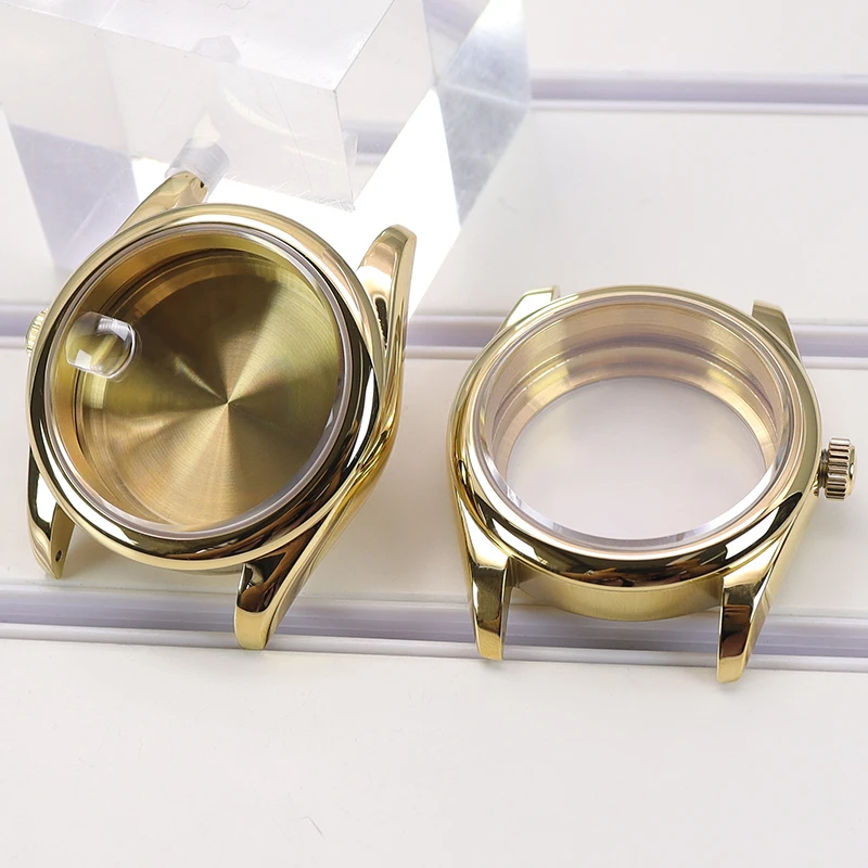 Watch accessories watch case watch protective case watch cover watch protective cover FENYA 36mm 40mm Gold Round Edge Watch Case Sapphire Glass For Oyster Seiko NH36 NH35 NH34 Miyota 8215 Movement 28.5mm Dial 10ATM