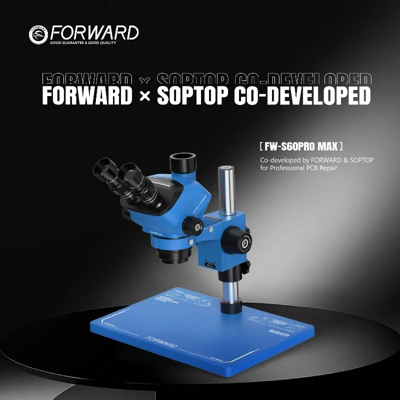FORWARD × SOPTOP에서 개발한 FW-S60Promax 동기식 줌 삼안 실체 현미경(휴대폰 전자제품 용접 수리 도구용)