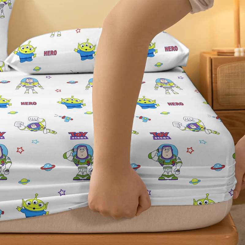 1 cartoon cute Buzz Lightyear pattern digital printed frosted Fitted Sheet,bedroom printed bed cover,bedding(No pillowcase) 4