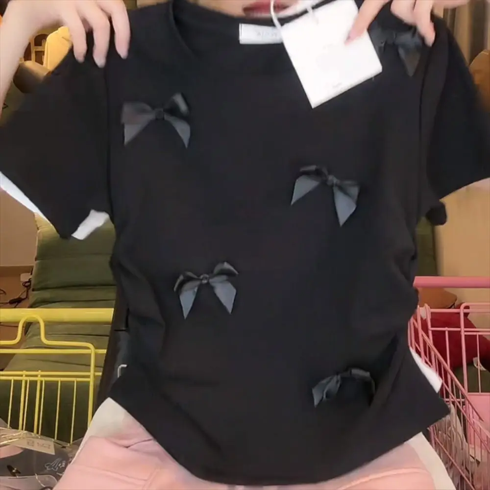 Polyester Short Sleeve Women Top Japanese Style Solid Color