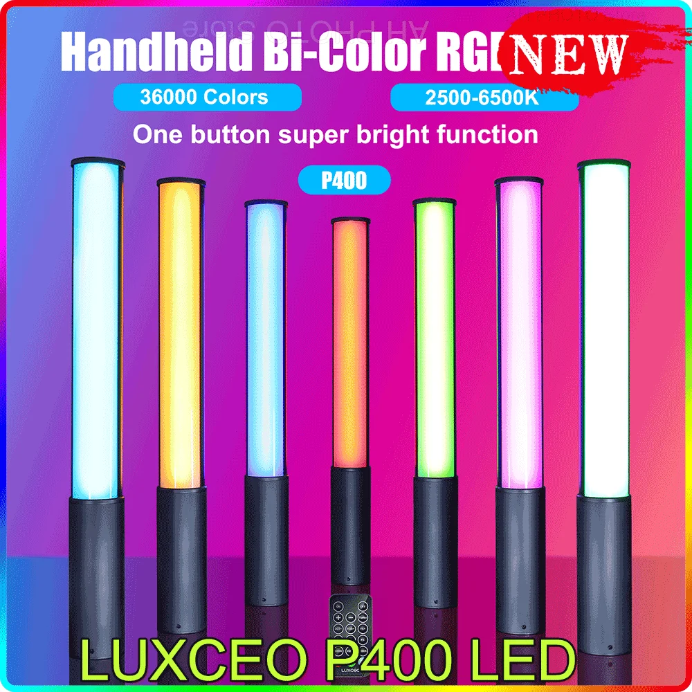 LUXCEO P400 LED Tube Handheld RGB Light Wand Built in Battery 2500
