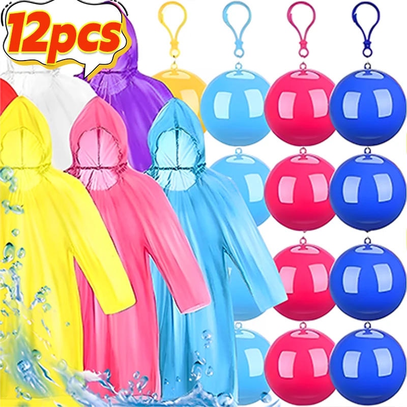 Raincoat Poncho 1/12pcs Portable Raincoats Balls Disposable Pocket Rain Ponchos Balls with Hook Adult Outdoor Travel Hangable Rain Coats Supply raincoat poncho