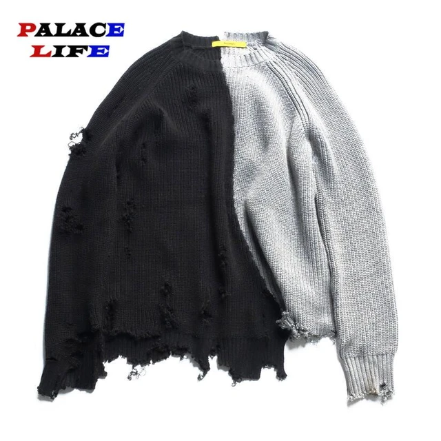 Hollow Out Hooded Sweater Cardigan Oversized Hip Hop Streetwear Knitted  Sweaters Men Loose Harajuku Y2K Sweater Knit Jumper - AliExpress