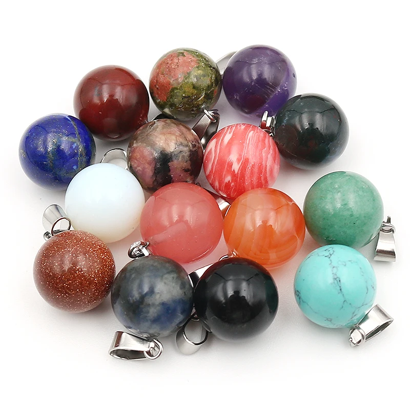 Wholesale 50pcs Natural Stone Round Healing Pendants Waterdrop GemsReiki Charms Beads For Jewelry Making Necklace Accessories