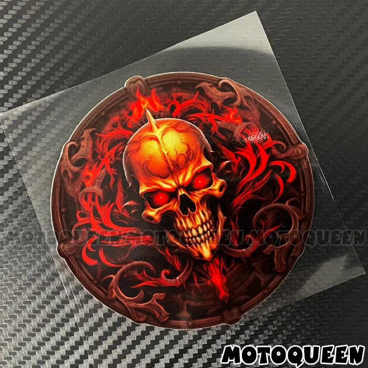 Motorbike Motorcycle Fairing Helmet Tank Pad Aluminum Trunk Side box Evil Knight Flame Rider Decals Stickers