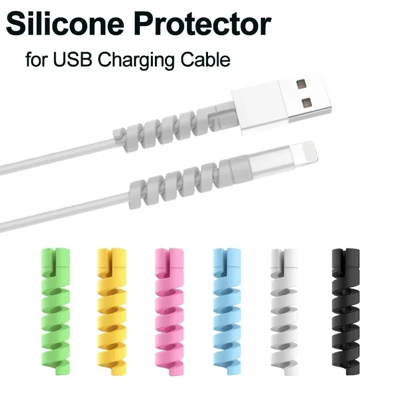 10pcs Cable Protector Silicone Charge Cable Spiral Winder Wire End Cord Savers Cover For Phone USB Charger Accessories