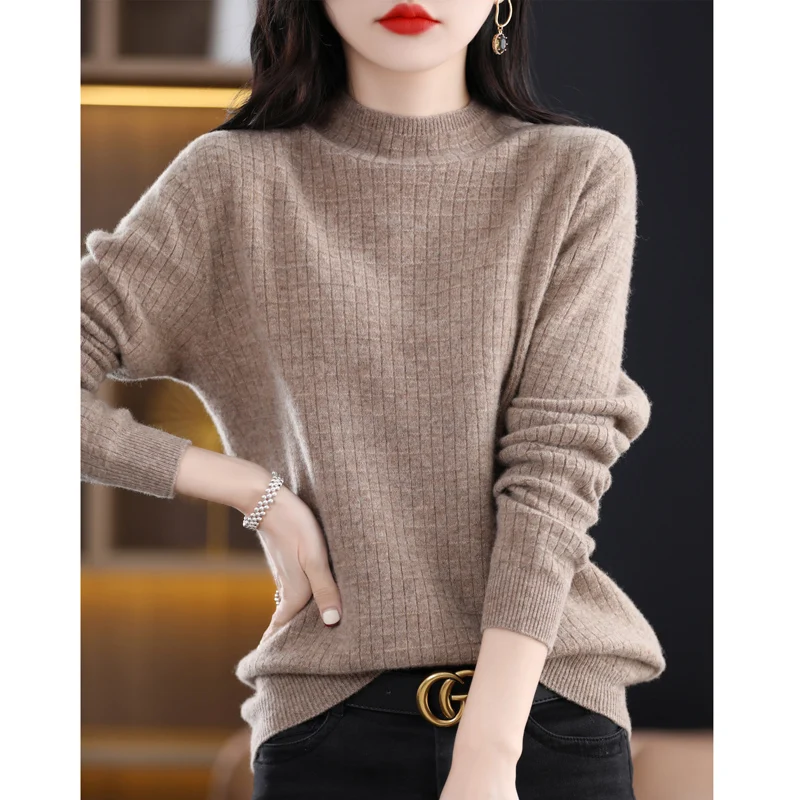 

Women's Sweater 2022 Autumn Winter Knitted Pullovers Half Height Collar Slim Fit Bottoming Shirt Solid Soft Knitwear Fashion Swe