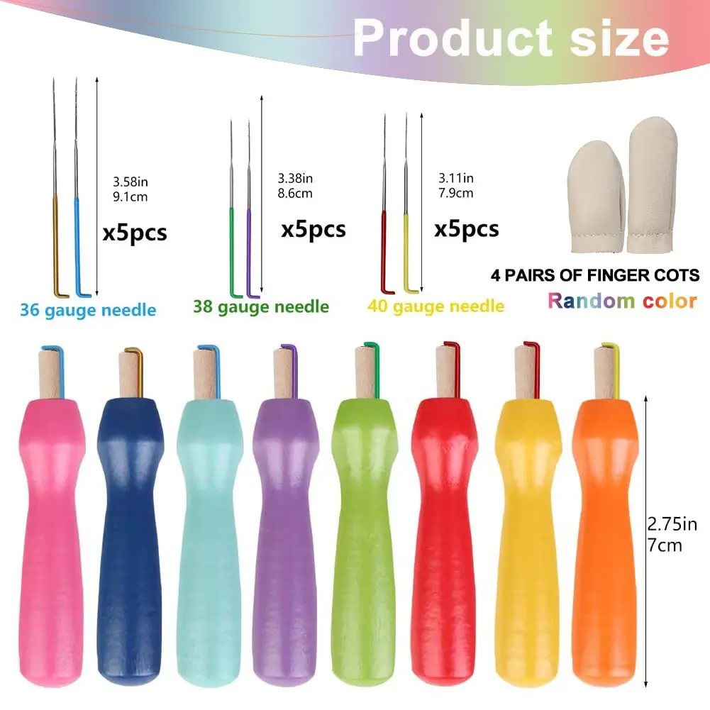 Fenrry 38Pcs Felting Needles with 3 Sizes Felting Tools Needles Color Wooden Handle Holder for Needle