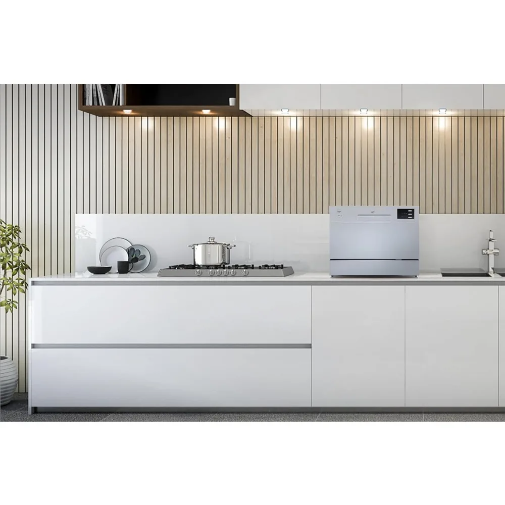 Compact Countertop Dishwasher/Delay Start Energy Star Portable Dishwasher with Stainless Steel Interior and 6 Place Settings 6