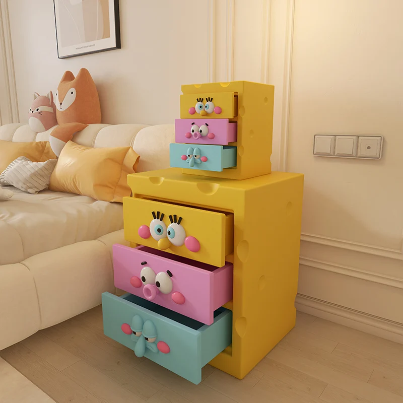 New Cartoon Bedside Table Simple Modern Home Bedroom Storage Rack Side Table Creative Room Floor Decoration