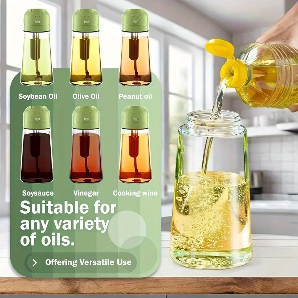 Description Picture 4 of itemGlass Oil Bottle 2in1 Oil Spray Oil Polisher Kitchen Cooking Oils Dispenser Seasoning Container Cruet for Camping BBQ Baking