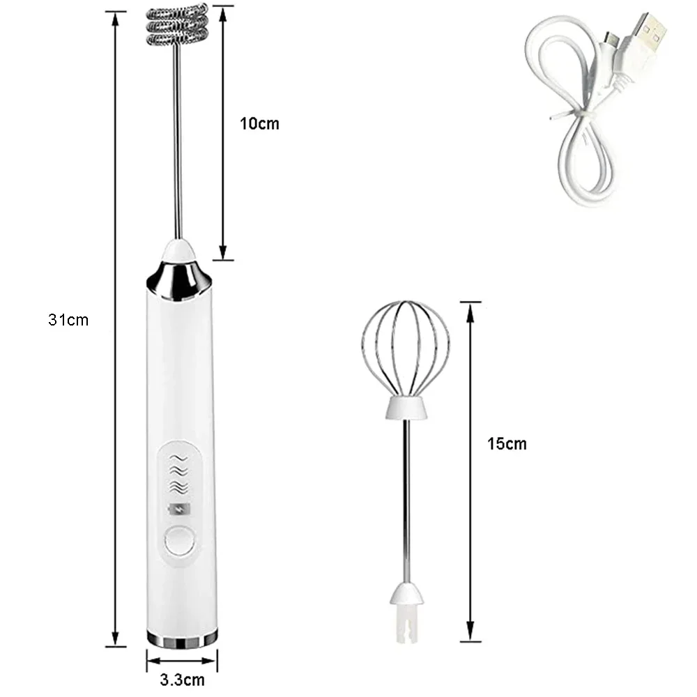 Electric Foamer Mixer Whisk Beater Stirrer 3-Speeds Coffee Milk Drink Frother USB Rechargeable Handheld Food Blender Whisk 4