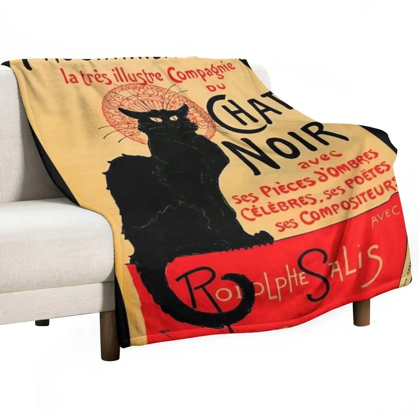 

Vintage Le Chat Noir France Advert Throw Blanket Shaggy sofa bed wednesday bed plaid Blankets