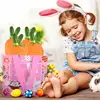 Easter Fabric Carrot Shaped Bag 10X Easter Goody Candy Drawstring Bags Easter Basket Stuffers Rabbit Ear Velvet Bags For Spring 6