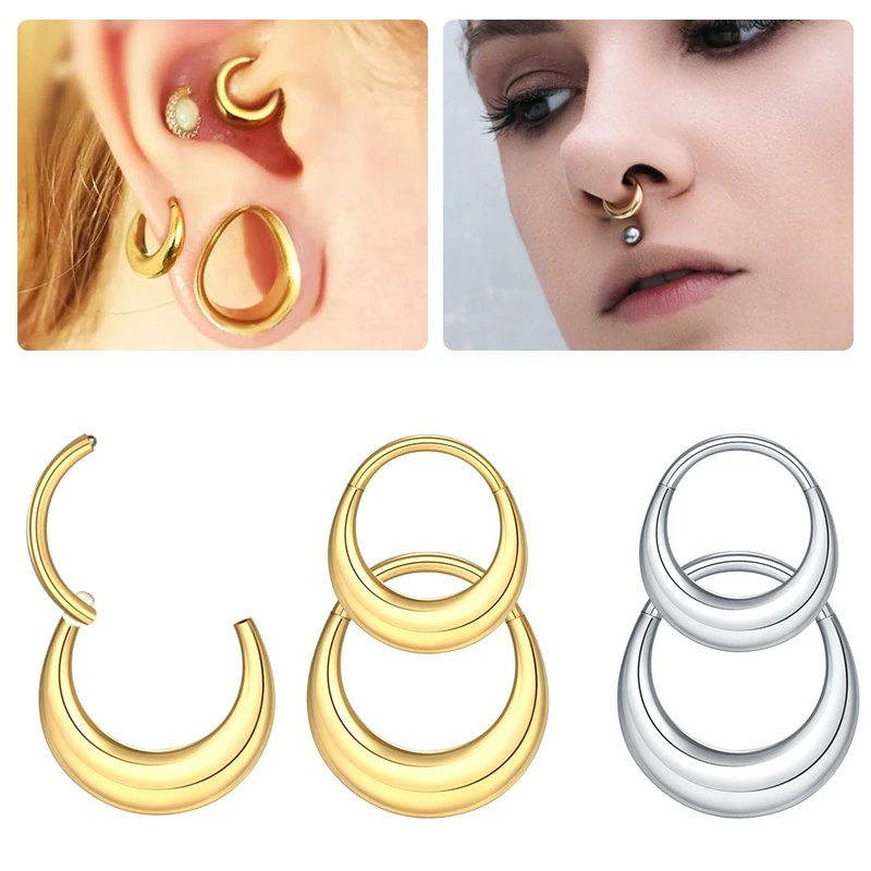 5 Anelli Per Piercing In Titanio G23 - Setto, Naso, Orecchio - 8/10/12mm - Multicolore Clicker - Foto 7