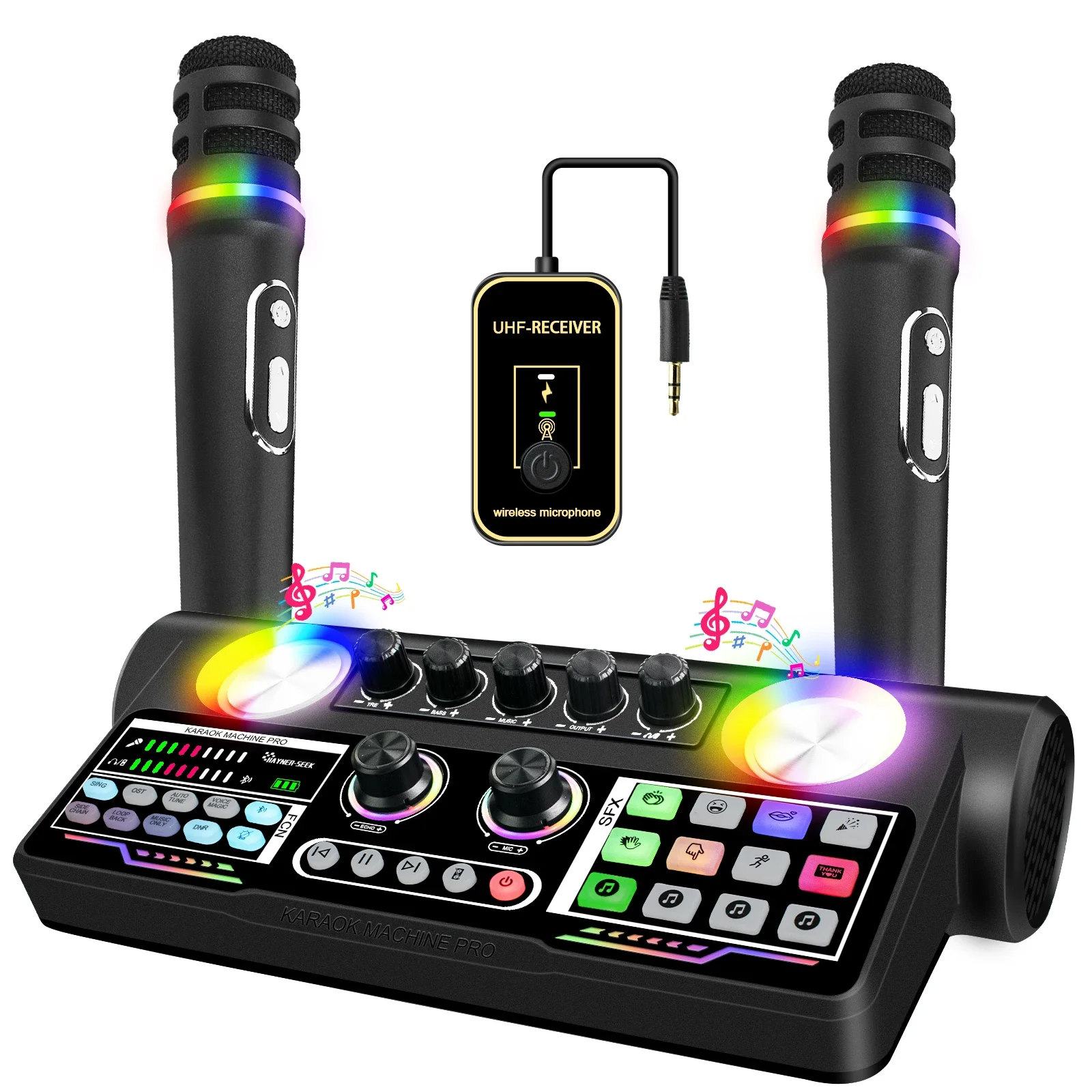 

Karaoke Speaker with 2 Wireless Microphone