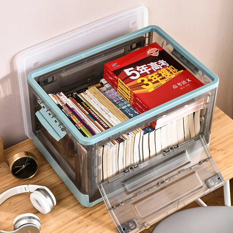 

Foldable Clothes Storage Box with Lid Buckles, Plastic Container, Cube Baskets for Organizing Cubby