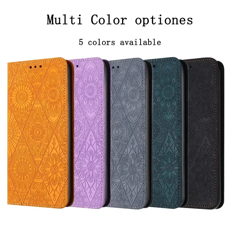 Vintage Flower Magnetic Leather Wallet Book Cover Case