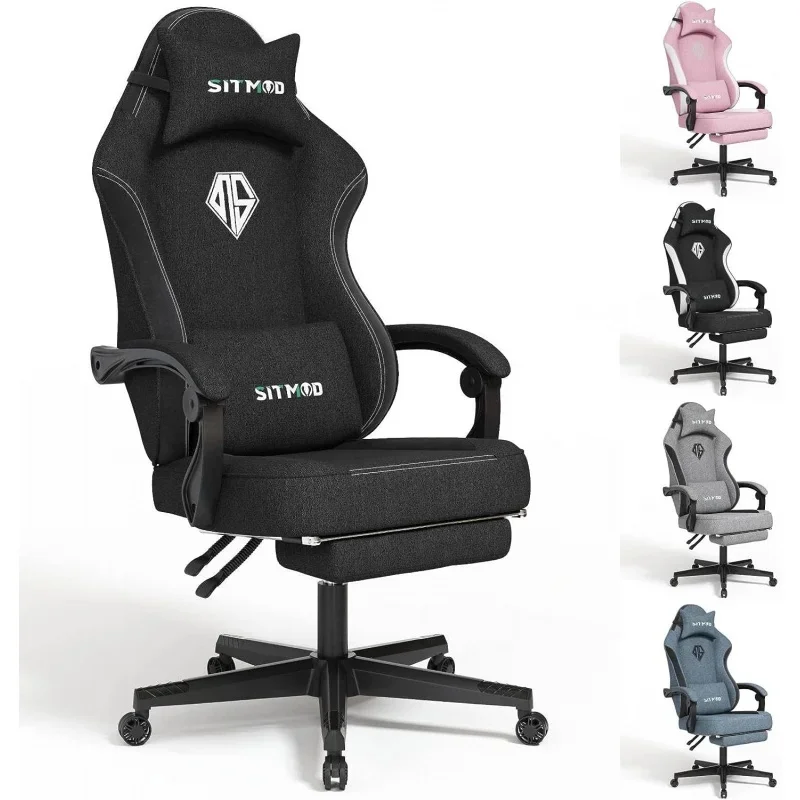 

Игровые стулья SITMOD для взрослых с подставкой для ног, компьютерное эргономичное кресло для видеоигр, спинка и сиденье, регулируемое по высоте вращение