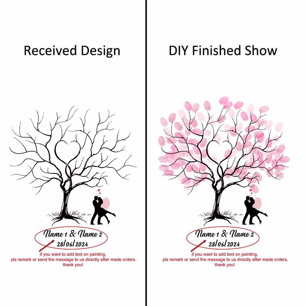 1PC Multi Size DIY Heart Wood Fingerprint Wedding Tree Guest Signature Book Anniversary Personalized Canvas Painting Party Gift