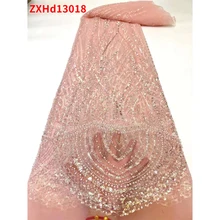 

High Class Ankara Beaded embroidery Lace Fabrics Hot Sale Eco-Friendly ​Cloth For woman Party Dress ZXHd13018 b