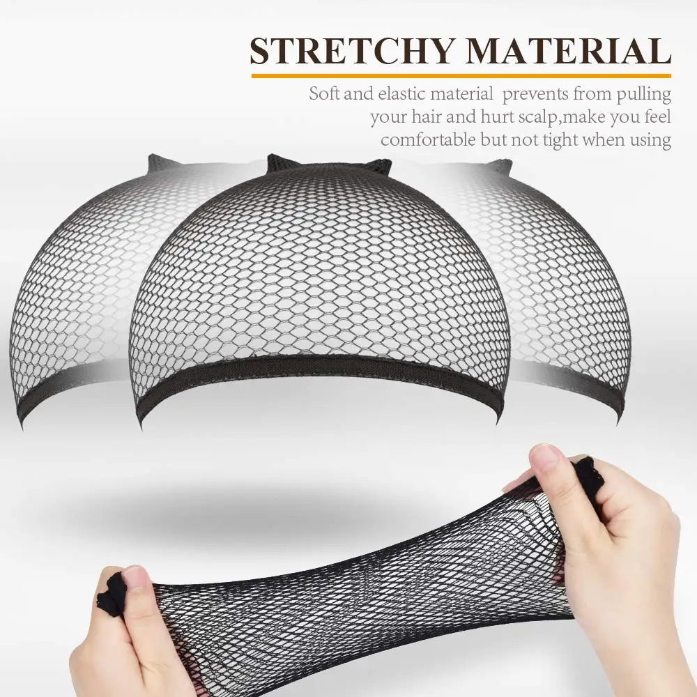 3/5/8/10/20 PcsTop Deal Hairnets High Quality Stretchable Elastic Hair Nets Weaving Black Wig Hair Net Making Cap Cool Cosplay 3