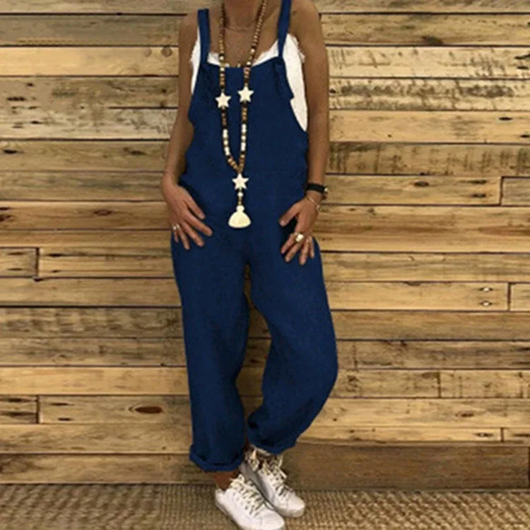 

Women's jumpsuit 2023 Women Casual Hot Shot Onesie Spaghetti Strap Loose Romper Overalls Pocket Summer Fashion Jumpsuits