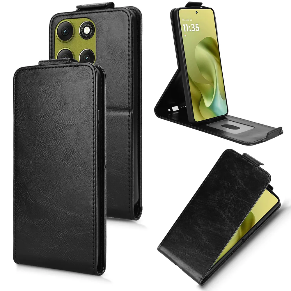 Retro Smooth Leather Vertical Case with Card Holder