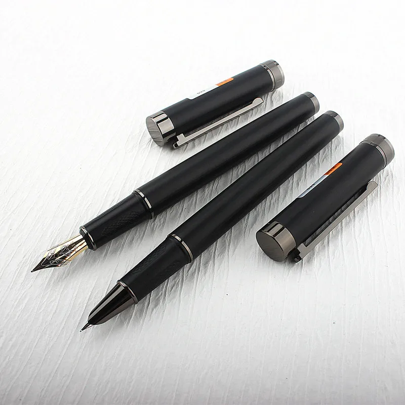 Matte Black Fountain Pen para caligrafia, canetas, papelaria elegante, material escolar, marca de luxo