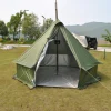 4 Person Luxury Pyramid Tent Yurt Tent with Silver Coating for UV Protection Breathable Camping Tent Stove Space for 4 Seasons
