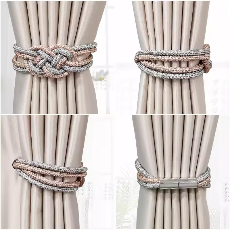 Light Luxury High-End Creative Magnetic Curtain Buckle Closed Color Collocation Design Bedroom Chinese Knot Tie Rope Decor 1 Pcs curtain buckle
