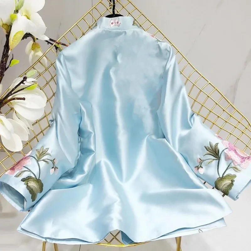 Tang Suit Shirt National Style Traditional Elegant Embroidery Women Chinese Vintage Blouse Loose Female Hanfu Tops New
