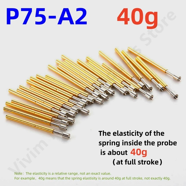 20pcs/50pcs/100pcs Spring Test Probe P75-a2 Spring Force Spring Elasticity 40g  Cup Head Dia 1.3mm Pin P75-a Test Probe - Springs - AliExpress