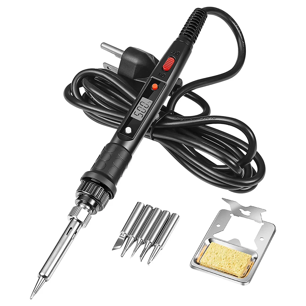 80W Digital Electric Soldering Iron Kit Set Temperature Adjustable Welding Tool Ceramic Heater Soldering Tips Rework 220V 110V inverter arc welder Welding Equipment