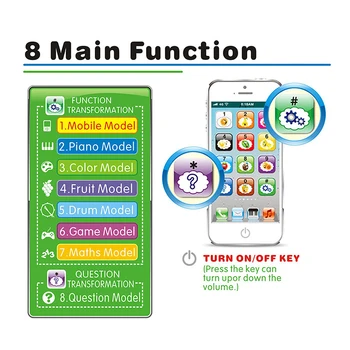 Baby English Learning Phone Machine Music Light Touch Screen Mobile Phone Toy Early Child Development Educational Toy 5