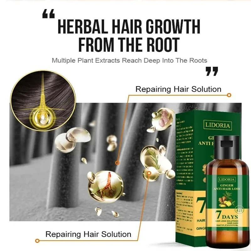 Prodotti per la crescita dei capelli allo zenzero Olio essenziale per capelli a crescita rapida Anti perdita naturale dei capelli Prevenire la cura della riparazione danneggiata crespa secca dei capelli - immagine 2