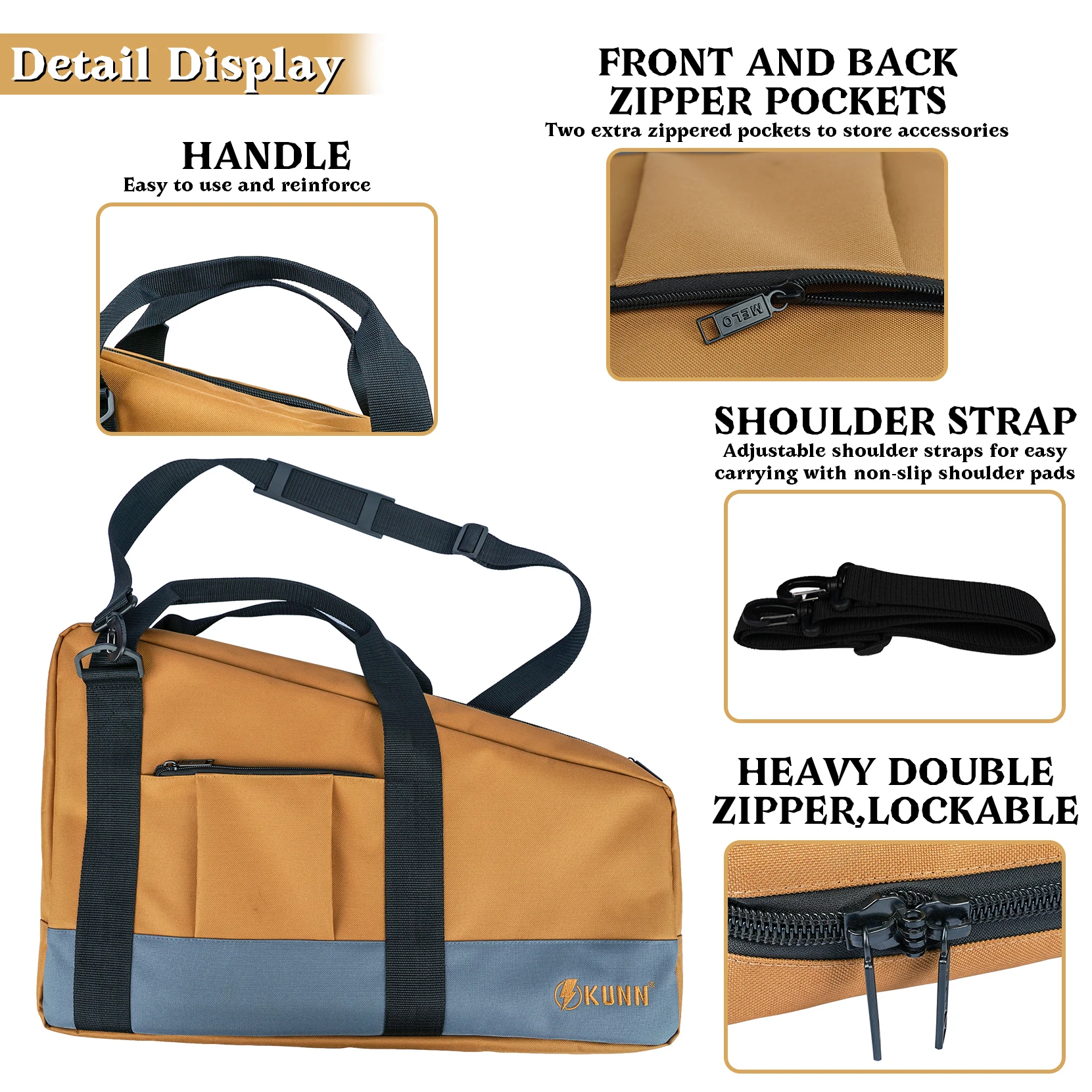 KUNN Framing Nailer Gun Bag Adjustable Shoulder Strap Dual Lockable Zipper Extra pockets for Hitachi NR83A,NuMax SFR2190