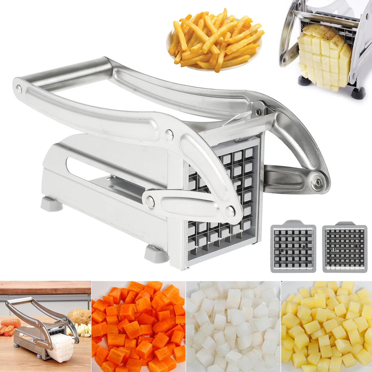 Potato Slicer Multifunction Vegetable Fruit Chopper with 2 Stainless Steel  Blades for Tomato Potato Cooking Slicer Gadget